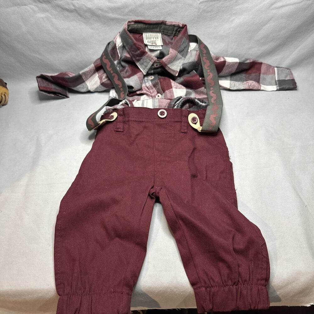 Dapper Dude 0-3 Baby Boy Fall Outfit With Suspenders